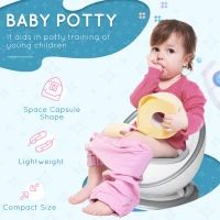 HOMCOM Kids Toilet Training Potty, with Removable Pot, Splash Guard and Brush - White(m-5)