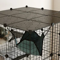 PawHut Clôture pour animaux domestiques lapin enclos intérieur 4 niveaux modulable panneaux grillagés 105 x 105 x 140 cm noir(m-8)