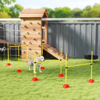 PawHut 4-piece Dog Agility Equipment with 4 Hurdles, Bag for Jump, Training, Yellow(m-10)