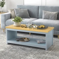 HOMCOM Coffee Table with Storage, Centre Table with Open Shelf and Wood Effect Tabletop, Rustic Living Room Table, Grey(m-2)