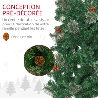 HOMCOM Sapin arbre de Noël artificiel 195 cm 556 branches avec 27 pommes de pin+ support pied pliable vert(m-6)