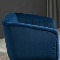 HOMCOM Poltroncina Moderna Sedia Imbottita Stile Nordico, Rivestimento in Velluto e Gambe in Legno, Blu, 70.5x70x76cm(m-8)