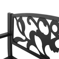 Outsunny Banc de Jardin Design Contemporain 3 Places dim. 128L x 50l x 91H cm métal époxy Noir(m-8)