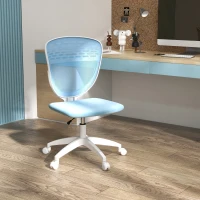 Vinsetto Armless Desk Chair, Mesh Office Chair, Height Adjustable with Swivel Wheels, Blue(m-10)