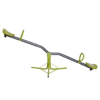 HOMCOM Balançoire à bascule trébuchet rotative 360° pour enfants 3-7 ans en métal et PE - dim. 180L x 65l x 53H cm vert(m-10)