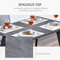 HOMCOM Dining Table, Contemporary Rectangle Kitchen Table with Metal Legs and Spacious Tabletop for Dining Room, Living Room, Dark Grey(m-5)
