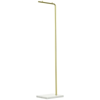 HOMCOM Portemanteau portant à vêtements 1,52 m - cadre en métal, base en marbre, pour chapeau, manteaux et sacs, doré et blanc