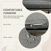 Outsunny 4 Seater Rattan Cube Garden Furniture Set, Rattan Dining Set with Cushions, Outdoor Dining Table and Chairs with Rectangular Wood Grain Plastic Top Table for Patio, Balcony, Grey(m-5)