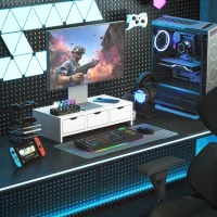 HOMCOM Monitor Stand Riser with 3 Drawers, Monitor Riser for Laptop, Computer, PC, Small Printer, 51 x 24 x 13cm, White(m-7)