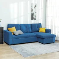 HOMCOM 4 Seater Sofa Bed, Pull Out Sofa Bed with Storage for Living Room, Cobalt Blue(m-2)