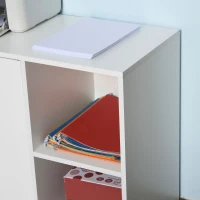 Vinsetto Mobile Office File Cabinet, Lateral Stationery Storage Cabinet, Printer Stand with Wheels, Kitchen Cabinet with Open Shelf and Cupboard, White(m-9)