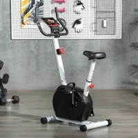 SPORTNOW Quiet Exercise Bike with 8-Level Magnetic Resistance and Heart Rate Sensor, for Home Gym, White and black(m-10)