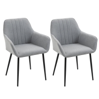 HOMCOM Chaises Scandinave Métal/Lin Gris Lot de 2