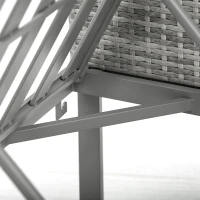 Outsunny 3-in-1 Rattan Bistro Set, Wicker Garden Furniture Set with 2-level Rising Table, Adjustable 3-seater Sofa Lounger with Washable Cushions for Outdoor, Patio, Balcony, Grey(m-8)