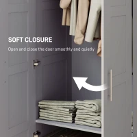 HOMCOM Double Paneled Door Wardrobe, with Shelves - Grey(m-5)