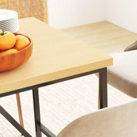 HOMCOM Table à manger pour 6 personne, meuble polyvalent, plateau aspect bois et pieds en acier noir avec patins réglables(m-9)