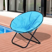 Outsunny Sedia Pieghevole da Campeggio o Pic Nic, Seduta Imbottita Struttura in Metall0, 80 x 80 x 75cm, Azzurro(m-2)