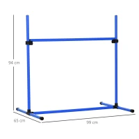 PawHut Set de Entrenamiento de Agilidad para Perros 4 Piezas Obstáculos Vallas de Salto con Altura Ajustable 99x65x94 cm Azul(m-3)