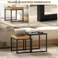HOMCOM Set 2 Tavolini da Caffè Moderni con Gambe a U, in Legno e Acciaio, 45x45x45 cm e 40x40x40 cm, Nero(m-5)