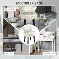 HOMCOM Dressing Table Stool with Rubber Wood Legs, Ice Velvet Vanity Stool for Living Room Bedroom, Beige(m-6)