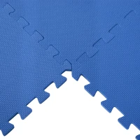 HOMCOM Tapis en Mousse de Protection Sol Tapis de Fitness 62 cm x 62 cm x 1 cm avec Bordures Tapis Puzzle 25 pièces 9,3 m² de Surface Bleu(m-8)