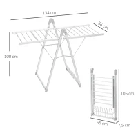 HOMCOM Tendedero Eléctrico Plegable con Alas Secador de Ropa y Zapatos Marco de Aleación de Aluminio 134x66x100 cm Plata(m-3)