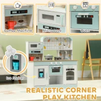 AIYAPLAY Toy Kitchen, Pretend Role Play Kitchen with Hob, Sound, Light, Coffee Machine, Ice Maker, Microwave(m-5)