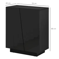 HOMCOM High Gloss Storage Cabinet, Freestanding Storage Cupboard with Adjustable Shelves for Living Room, Bedroom, Hallway, Black(m-3)