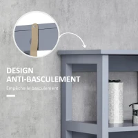 kleankin Meuble colonne de salle de bain avec placard et 3 étagères dim. 40I x 30P x 160H cm - MDF gris et naturel(m-8)