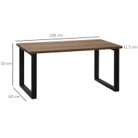 HOMCOM Mesa de Centro Rectangular de Estilo Industrial con Encimera de Madera y Marco de Acero 100x60x50 cm Natural(m-3)