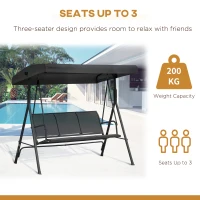 Outsunny Three-Seater Garden Swing Chair, with Canopy - Black(m-6)