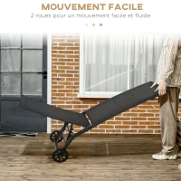 Outsunny Lot de 2 bains de soleil en aluminium et textilène avec roulettes dossier inclinable charge max. 150 Kg noir(m-6)