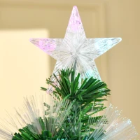 HOMCOM 6FT Multicoloured Artificial Christmas Tree w/ Fibre Optic Lights Pre-Lit Modes Metal Stand Star Holder Home Seasonal Decoration(m-9)