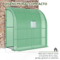 Outsunny Invernadero de Exterior con Ventanas Estantes de 3 Niveles Puerta con Cremallera y Marco de Acero 200x100x215 cm Verde(m-5)