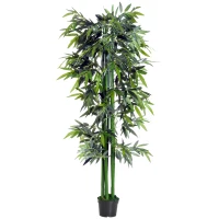 Outsunny Planta Artificial 180 cm con Cañas Maceta Árbol Artificial Decoración para Hogar Salón Oficina Verde(m-11)