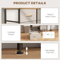 HOMCOM Fabric Chest of Drawers, Industrial Bedroom Dresser with 6 Fabric Drawers, Steel Frame and Wooden Top for Nursery, Living Room, Hallway, Cream White(m-6)