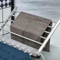 HOMCOM Electric Heated Clothes Dryer, Folding Energy-Efficient Indoor Airer with Extendable Wings, Laundry Drying Horse Rack, Silver(m-9)