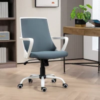 HOMCOM Sedia da Ufficio Ergonomica con Altezza Regolabile, Funzione Dondolo e Tessuto a Rete, Grigio(m-2)