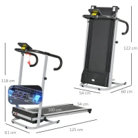 HOMCOM Tapis Roulant Pieghevole con Inclinazione, Tapis Roulant Elettrico Portatile con Schermo LCD, Velocità 1-10 km/h, Ruote, Impugnatura, per Home, Casa e Ufficio, Nero(m-3)