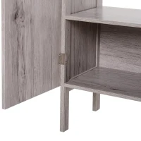 kleankin Meuble Colonne Rangement Salle de Bain + Meuble sous-vasque Design compact Multi-rangement aspect imitation bois gris(m-9)