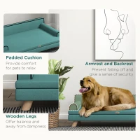 PawHut Dog Sofa, with Wooden Legs, Water-Resistant Fabric, for Medium & Large Dogs - Green(m-6)