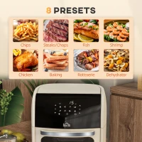 HOMCOM Digital Air Fryer with 8 Preset Modes, Rapid Air Circulation, 12L Air Fryer Oven with Memory Function, 1800W, Cream(m-8)