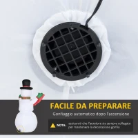 HOMCOM Pupazzo di Neve Gonfiabile Gigante Alto 243cm con Luci a LED Decorazione da Esterno o Giardino(m-6)