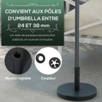 Outsunny Pied de parasol rond base de lestage 15 kg en plastique HDPE poignée intégrée pour mât Ø 24-38 mm dim. Ø 46,5 x 31H cm(m-4)