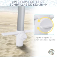 Outsunny Piqueta para Sombrilla con Perilla de Apretar Ajuste Universal Protección contra Viento Apto para Poste entre Ø22-38 mm 37x24 cm Blanco(m-5)