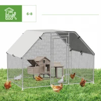 PawHut Gallinero de Exterior 2,8x1,93x1,95 m Gallinero Grande Cubierta de Tela Oxford y Corral de Metal Galvanizado Plata(m-5)