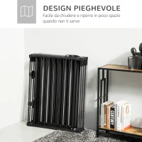 PawHut Cancelletto di Sicurezza Pieghevole 6 Sezioni, Cancellino Barriera per Cani in Acciaio, Sistema di Blocco e Chiusura Automatica, Nero(m-6)