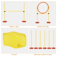 PawHut Set Agility Dog per Addestramento Cani con Ostacoli Regolabili, Slalom e Tunnel(m-4)