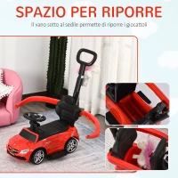 HOMCOM Macchina Cavalcabile per Bambini 12-36 Mesi con Maniglione e Barre di Sicurezza Rimovibili, Licenza Mercedes, Rossa(m-6)
