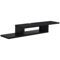 HOMCOM Floating TV Unit, Wall Mounted TV Stand with Open Shelf and 2 Cable Holes, Entertainment Unit for Living Room, Black(m-1)